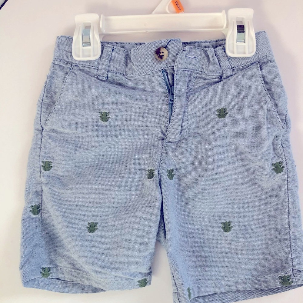 Janie and Jack light denim frog shorts 18-24 mo